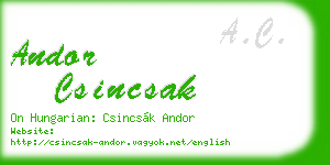andor csincsak business card